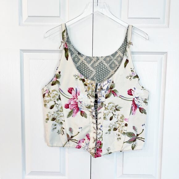 Floral Lace Front Soft Corset Top - Picture 1 of 9
